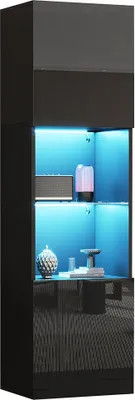 Produktbild von Sweiko Vitrine mit LED-Beleuchtung,freistehende Vitrine, Hochschrank,45x35x160 cm,Schwarz