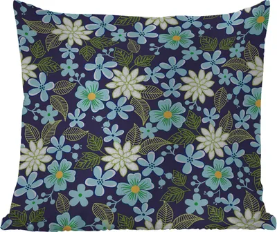 Produktbild von MuchoWow® Outdoor Kissen - Blumen - Blätter - Blau - 60x60 cm - Wetterfest - Lounge Kissen - Dekoration - Schlaf Kissen