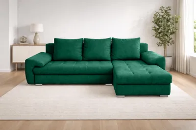 Produktbild von AX LIVING Manisa Wohnzimmer Couch L Form Grün mit Schlaffunktion R