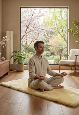 Produktbild von Yogamatte aus Lammfell ökologischer Gerbung versch. Größen - Größe: 200 x 100