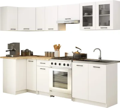 Produktbild von Küchenzeile OLIWIA 3.0m Modulares Weiß B300xH203xT46 cm