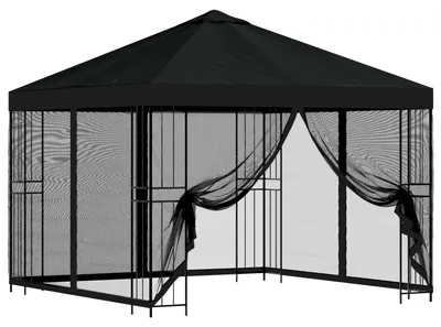 Produktbild von Garten Pavillon mit Seitenwänden 3 x 3 m Schwarz