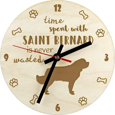 Image de Saint-Bernard - horloge avec chien, horloge en bois gravée, horloge personnalisée Art-Dog