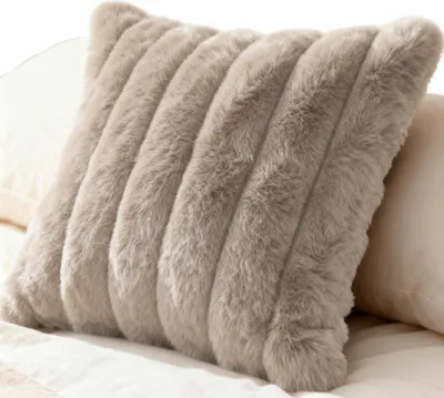 Produktbild von Dekorativer Kissenbezug 45x45 cm „Bunny“ Taupe – Mikrofaser, Reißverschluss