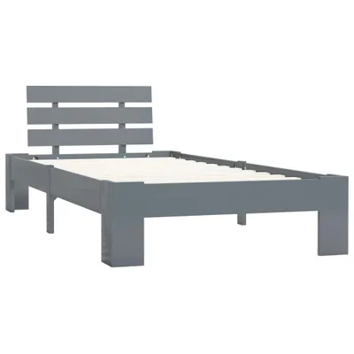 Image de vidaXL Lit en bois massif pin gris 100x200 cm
