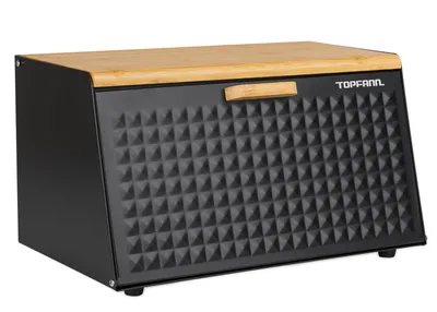 Produktbild von Topfann Brotkästen Brotkorb Brotbox Bambus Groß Brotbehälter Brotdose Schwarz Metall