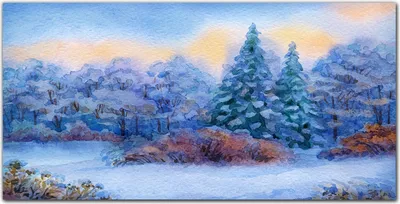 Produktbild von Coloray Bild aus Acryl 100 cm x 50 cm - Wanddekoration Küche Acrylblock mit Bild Dekoration Wohnzimmer Gehärtetes Acryl - Aquarell Schneewald