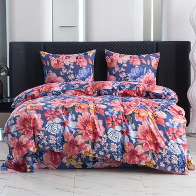 Immagine prodotto di Biancheria da letto - 155x200 cm - Set composto da copripiumino e federe - Motivo "Giardino" - Microfibra e cotone - 2 federe 70x80 cm