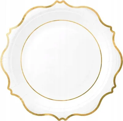Image de Assiette en carton Blanc bord doré Communion Baptême Anniversaire 18cm 6p.