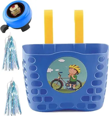 Produktbild von Kinderfahrradkorb blau mit Klingel und Reifen
