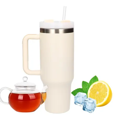 Produktbild von Extralink Thermobecher 1200ml mit Strohhalm & Henkel Kaffeebecher Heiß Kalt mit Deckel