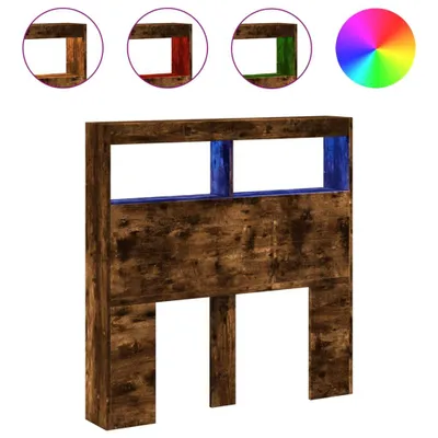 Produktbild von LED-Kopfteil mit Ablagen Räuchereiche 100x17x102 cm