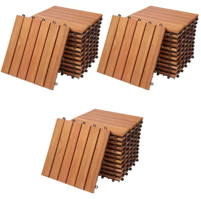 Produktbild von Deuba 33x Holzfliesen Eukalyptus 3m² Fliese 30x30 cm Stecksystem Mosaik Zuschneidbar Terrasse Balkon Holzboden Klick Fliesen Set