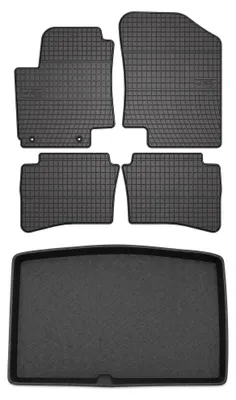 Produktbild von Gummimatten + Kofferraumwanne für Hyundai i20 I 2008-2014 (Standard-Kofferraum) – Schwarz, passgenau – Wielganizator SolidPRO