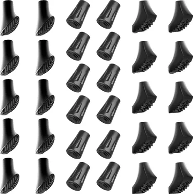 Produktbild von 30 St. Set Nordic Walking Pads für Stöcke Wanderstöcke Tipps Gummipads Puffer Gummipuffer Füße 10-11 mm