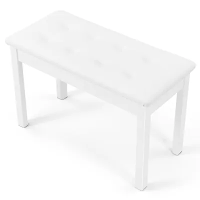 Produktbild von MUSTAR Klavierbank Stauraum 74 cm, 150 kg belastbar, Massivholz, Kunstleder, 74x47x33 cm, Weiß