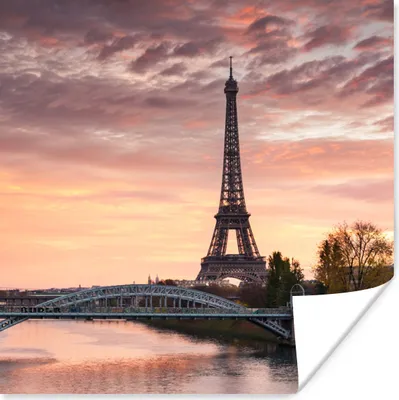 Produktbild von MuchoWow® Poster Paris - Eiffelturm - Brücke 75x75 cm - Wand Dekoration