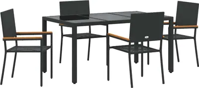 Image de vidaXL Ensemble de jardin pour 5 personnes, noir, en résine tressée