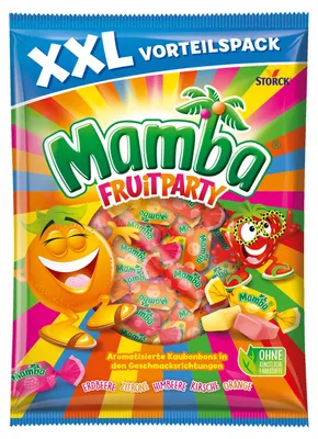 Produktbild von Mamba Fruitparty 500 g XXL bunte Frucht‑Kaubonbons in fünf beliebten Sorten