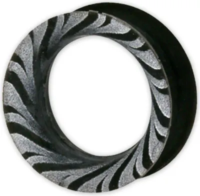 Produktbild von viva-adorno 1 Stück 24mm Silikon Tube Flesh Tunnel bedruckt Tribal Muster Plug Ohr XL groß flexibel Größe 24 - 40mm Z545,D1 Schwarz