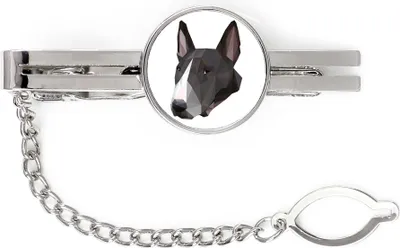 Obrázok produktu pre Bullteriér – geometrická sponka na kravatu s obrázkom a nápisom od Art-Dog