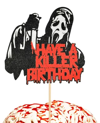 Halloween Torten Dekoration, Cupcake Topper, Glitzer, Horror, 1 Stück