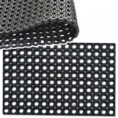 Zdjęcie produktu dla Wycieraczka ażurowa zewnętrzna 40x60 gumowa gruba 22mm antypoślizgowa plaster miodu czarna do wejścia domu biura garażu