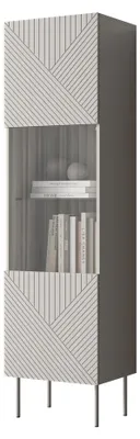 Produktbild von MIRJAN24 Hochvitrine Art Deco Cashmere 51, Standvitrine mit Drehtür, Metallfüße, 51x40x187 cm (Farbe: Cashmere)