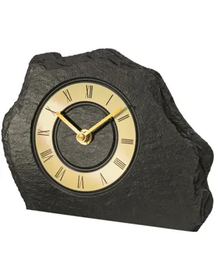 Produktbild von AMS T1105 Tischuhr mit Schiefer-Gehäuse in Gold und Quarzwerk