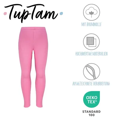 Produktbild von TupTam Mädchen Leggings 2er PACK Winterleggings Thermo Hohe Taille Leggins Gefüttert Fleece, Farbe: 2er Pack Leopard / Rose, Größe: 134