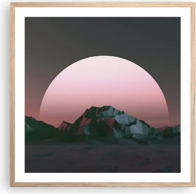 Produktbild von Gerahmtes Poster - Rahmen in heller Eiche - Landschaft Berge Sonne - 60x60 cm - Wand Bild - Wanddeko - Wandbilder - Wandposter - Bilderrahmen - Bilder - Kunstdruck - Wandbild - P2NAC60x60-4320