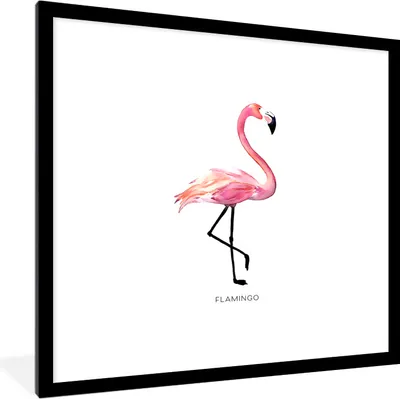 Produktbild von MuchoWow® MuchoWow® Gerahmtes Poster Flamingo - Aquarell - Rosa 40x40 cm - Poster mit zchwarzem Bilderrahmen - Poster - Plakat im Rahmen
