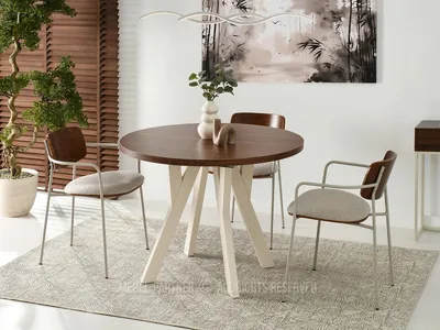 Immagine prodotto di Tavolo rotondo allungabile 100(180)x100 WENDER - noce / crema