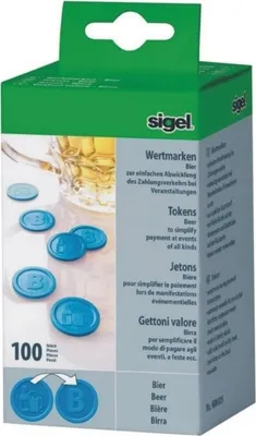 Image de SIGEL WM005 Jetons Bière, bleu, Ø 25 mm, 100 pièces
