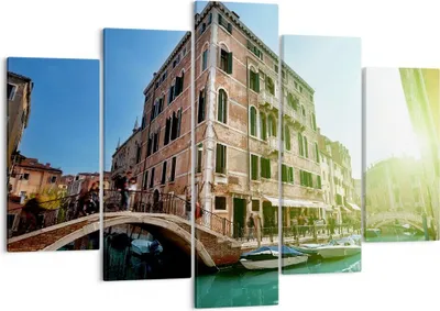 Produktbild von Bild auf Leinwand - Leinwandbild - Kanal Wasser Venedig Haus - 150x100cm - Wand Bild - Wanddeko - Leinwanddruck - Bilder - Kunstdruck - Wanddekoration - Leinwand bilder - Wandkunst - EA150x100-2725