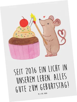 Produktbild von Mr. & Mrs. Panda Postkarte 2016 Geburtstag - Weiß - Geschenk, Postkarten, Freude und Liebe, besondere Verbindung, Glückwunsch, liebevolle Bindung, Geburtstagsgeschenk