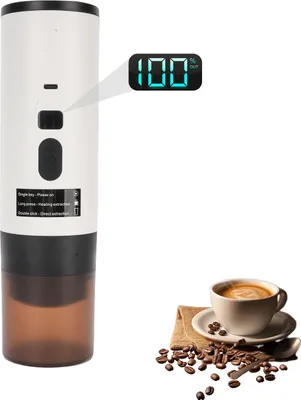 Obrázok produktu pre Prenosný kávovar 15Bar Vysokotlakový bezdrôtový prenosný kávovar s aktualizovaným displejom Varenie jedným dotykom Dlhotrvajúca batéria 7800mAH
