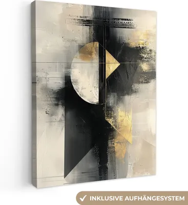Produktbild von MuchoWow® - Leinwandbilder - Abstrakt - Schwarz - Farbe - Modern, Wandbild, Wanddeko Bilder Wohnzimmer, 30x40 cm