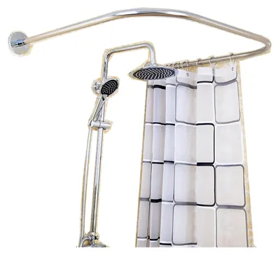 Produktbild von U-förmige Duschvorhangstange aus 304 Edelstahl, justierbar, für Duschvorhang und Badewanne, 90cm x 80-130cm
