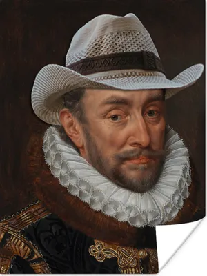 Produktbild von MuchoWow® Poster Wilhelm von Oranien - Adriaen Thomasz - Cowboyhut 120x160 cm - Wandbilder