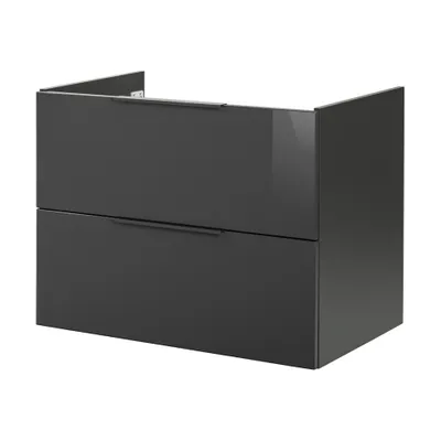 Produktbild von FACKELMANN Waschtischunterschrank LUNA / hochwertiger Badschrank mit Soft-Close-System / Maße (B x H x T): ca. 80 x 60,5 x 49 cm / Waschbeckenunterschrank mit 2 Schubladen / Korpus & Front: Schwarz
