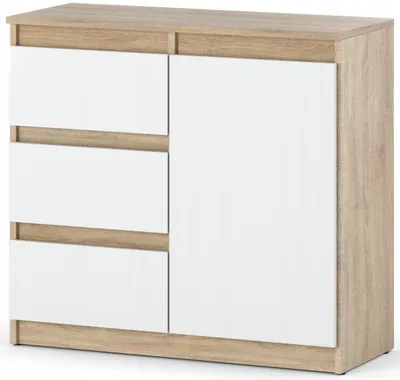 Zdjęcie produktu dla Komoda 80 cm Aga sonoma biała matowa z szufladami nowoczesna do salonu