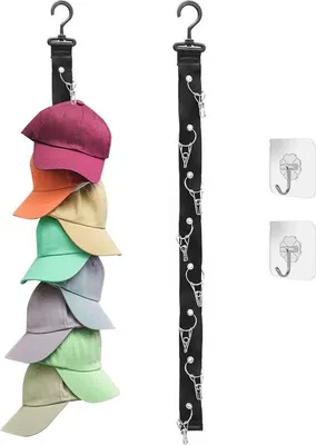 Immagine prodotto di Portacappelli con 16 clip, autoadesivo, 2 ganci, organizer