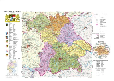 Produktbild von Bayern politisch mit Postleitzahlen