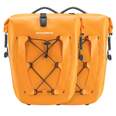 Produktbild von ROCKBROS 2 Stück Gepäckträgertasche 100% Wasserdicht Fahrradtasche 25-32L Tasche mit Tragegriff Orange