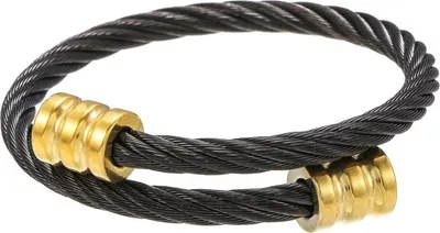 Produktbild von Armband LO-27211 - Modernes Herrenarmband Schwarz/Gold KP27211