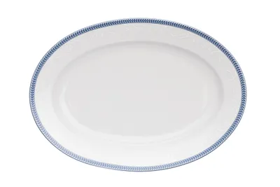 Zdjęcie produktu dla Thun 1794 Owalna miska, czeska porcelana, 24 cm, biała koronka, niebieska obwódka, Thun,