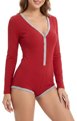 Produktbild von Damen Body, langärmlig, tiefer Ausschnitt, gestreift, elastisch, rot, Größe S