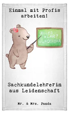 Produktbild von Mr. & Mrs. Panda Handtuch Sachkundelehrerin Leidenschaft - Weiß - Geschenk, Sachkundeunterricht, Baumwollhandtuch, Kleines, Witzig, Grundschule, Gäste-WC, Frotteehandtuch