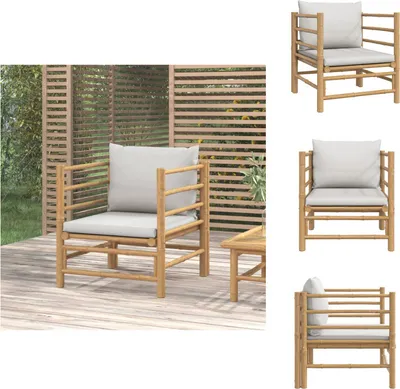 Produktbild von vidaXL Gartensessel mit Hellgrauen Kissen Bambus -  Gartensofaelemente